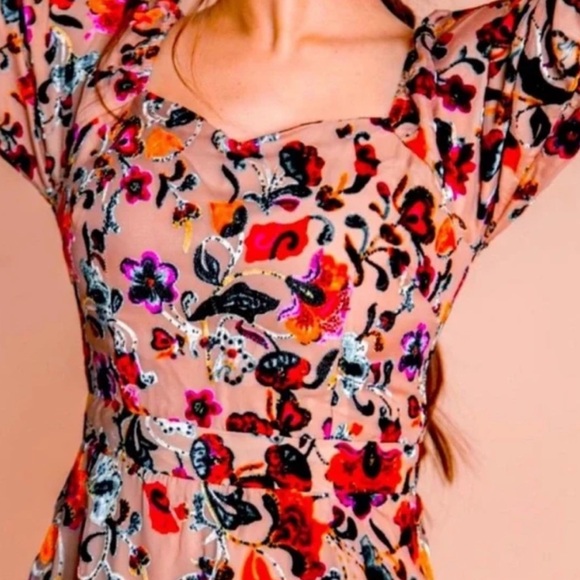 Ivy City Co Floral Velvet Sweetheart Midi Dress Holiday - Picture 2 of 6